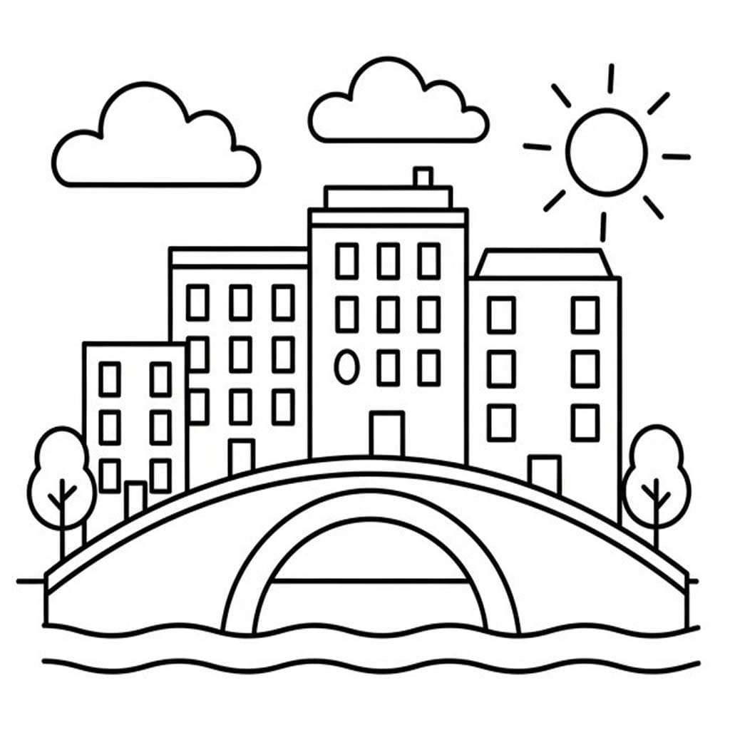 Fise de colorat cu Desenează Oraş uşor