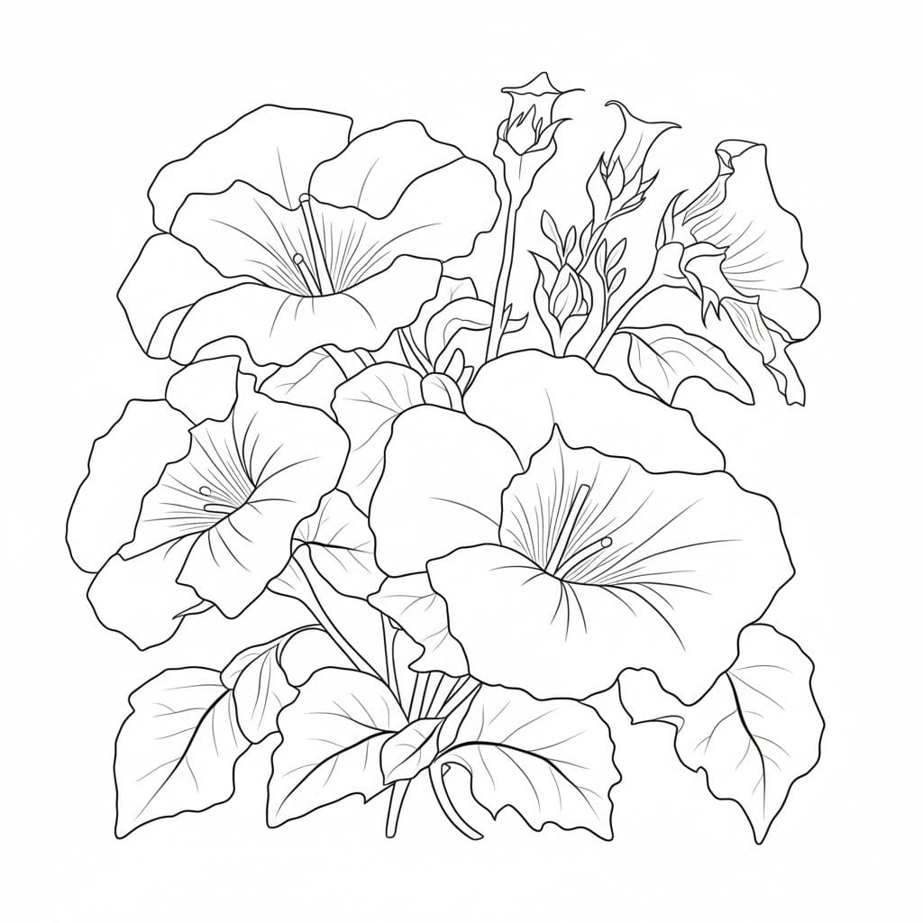 Fise de colorat cu Desenează Petunie gratuit pentru copii