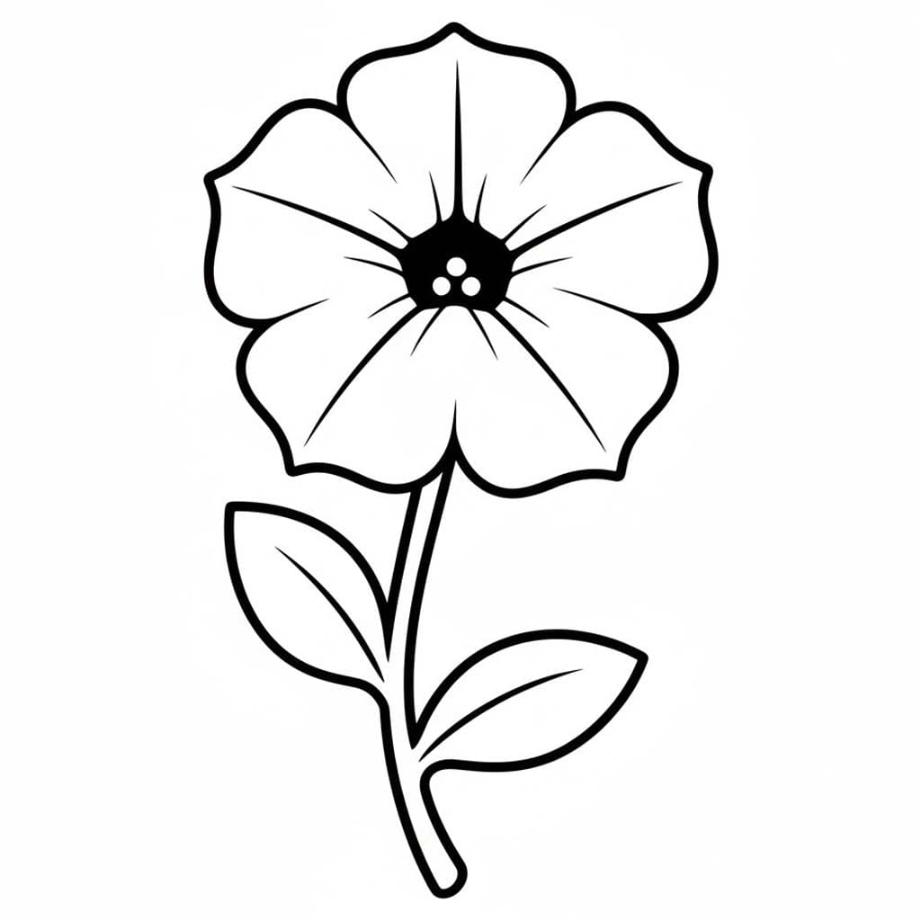 Fise de colorat cu Desenează Petunie imprimabil bazic