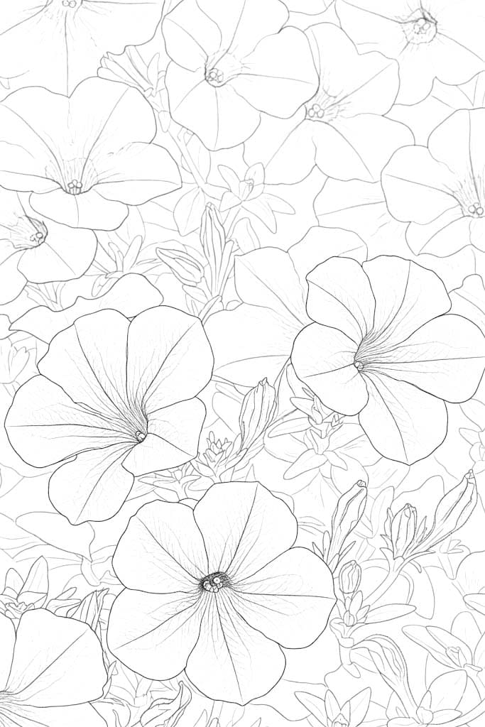 Fise de colorat cu Desenează Petunie pentru copii