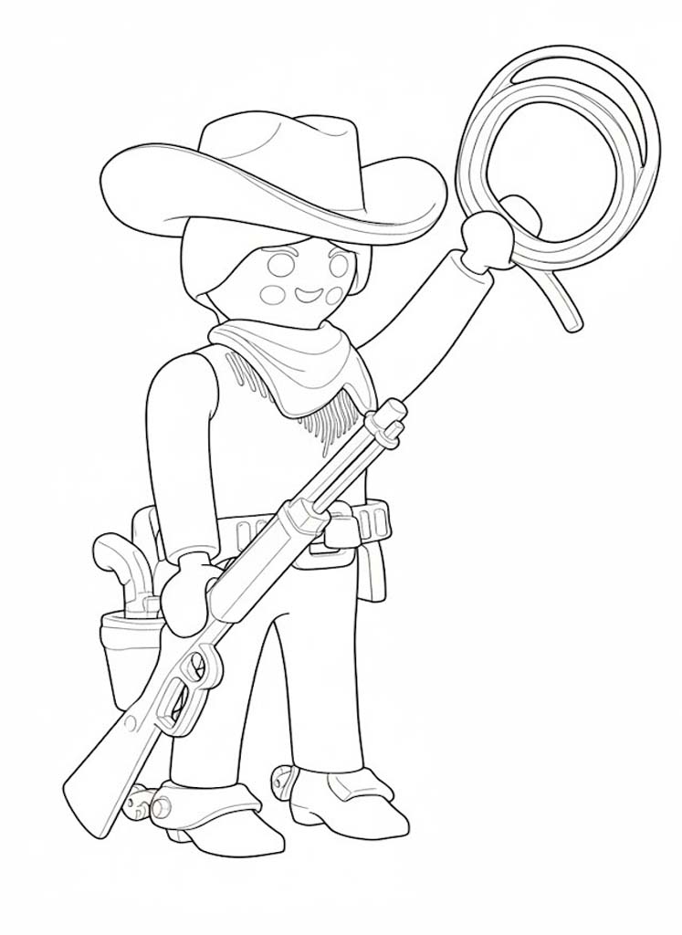 Fise de colorat cu Desenează Playmobil simplu la copii