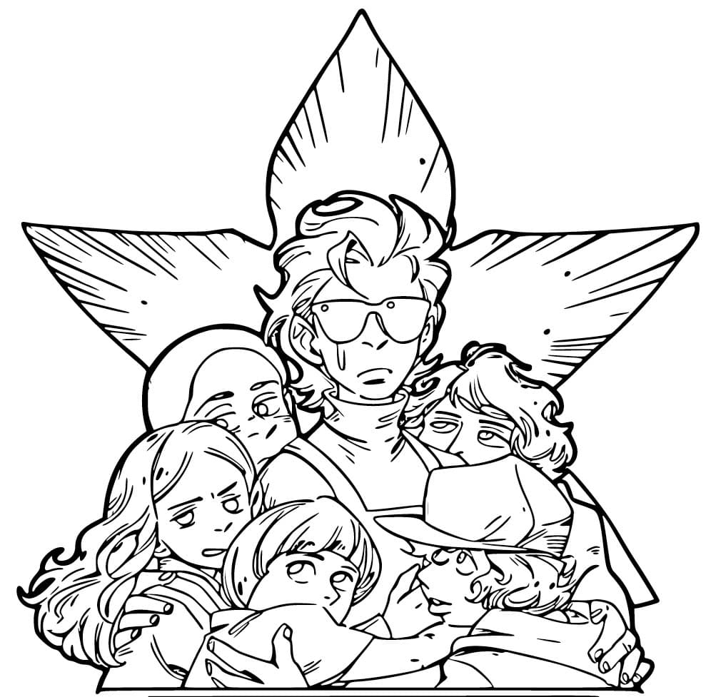 Fise de colorat cu Desenează Stranger Things bazic