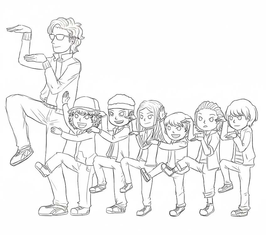 Fise de colorat cu Desenează Stranger Things gratuit pentru copii