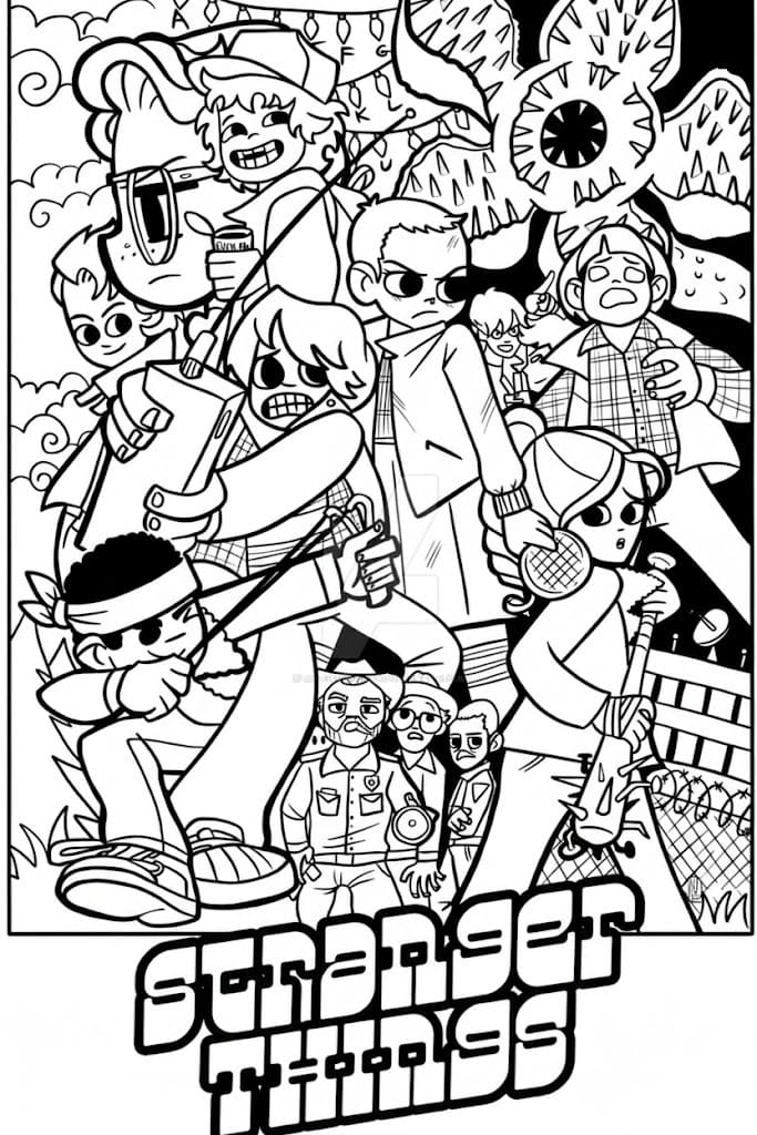 Fise de colorat cu Desenează Stranger Things gratuit