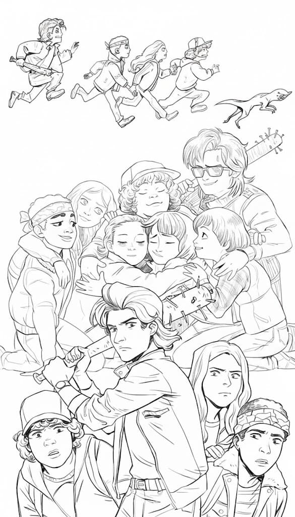 Fise de colorat cu Desenează Stranger Things imprimabil