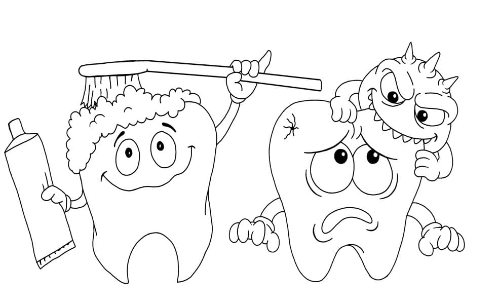 Fise de colorat cu Dinte gratuit uşor