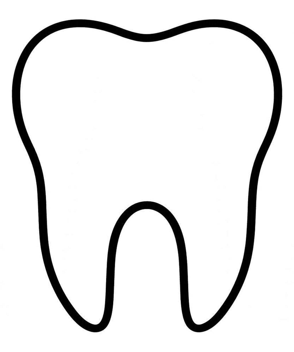 Fise de colorat cu Dinte imprimabil gratuit simplu