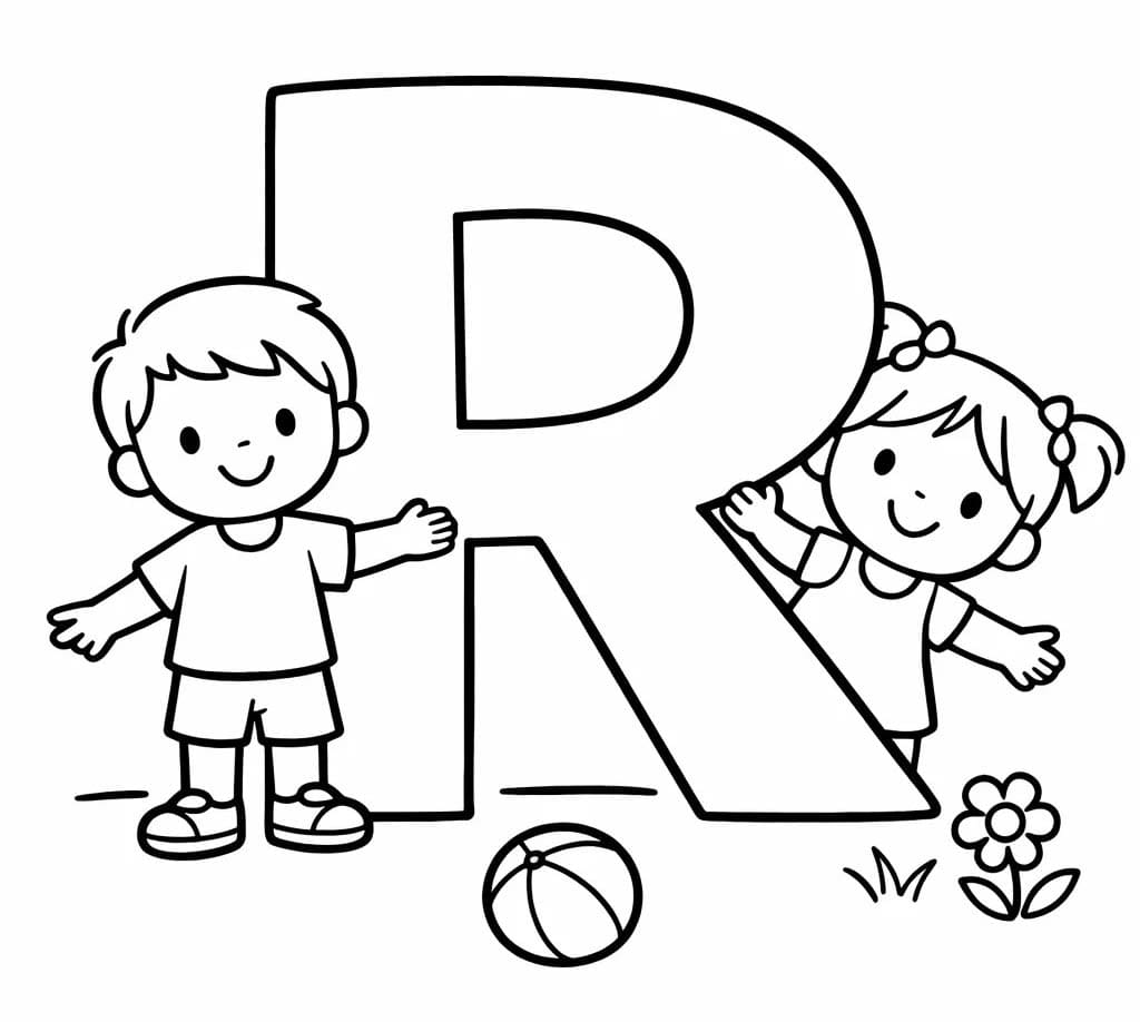 Fise de colorat cu Litera R gratuit simplu