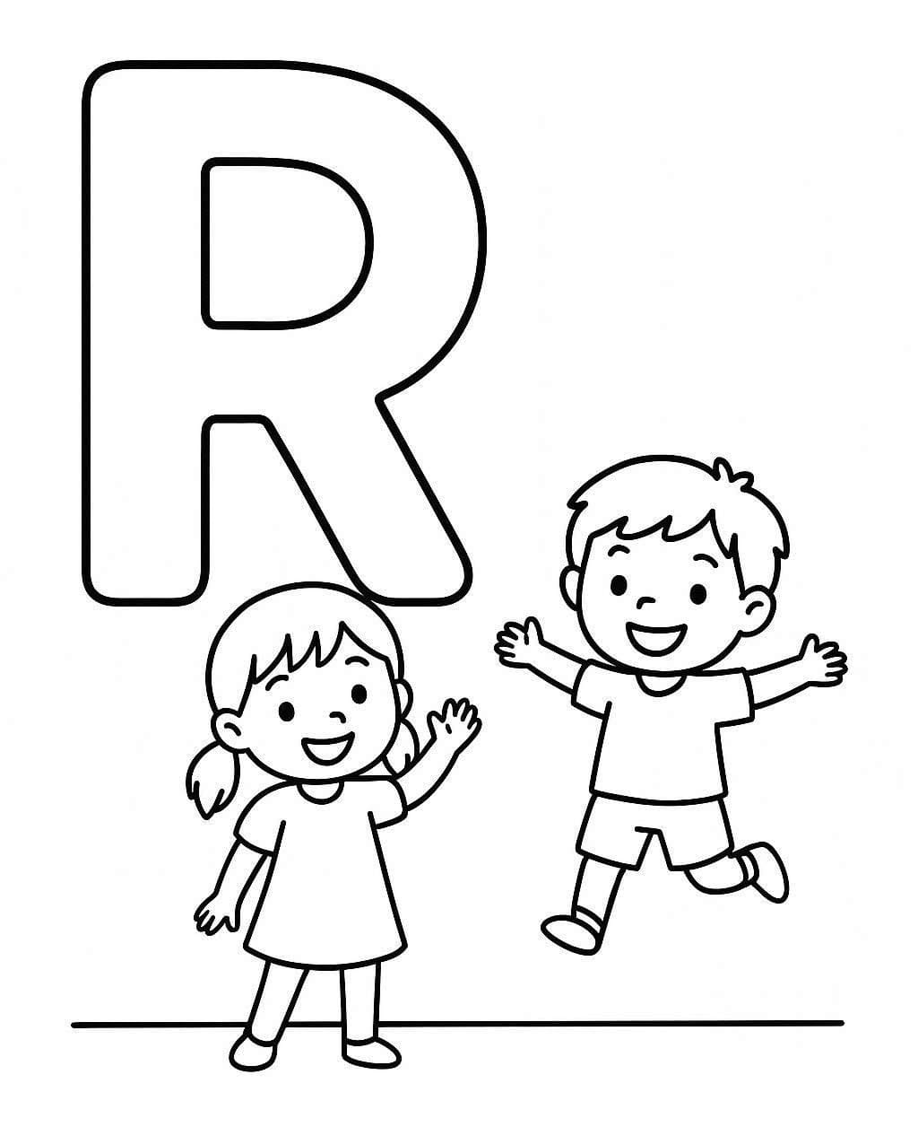 Fise de colorat cu Litera R imprimabil gratuit bazic