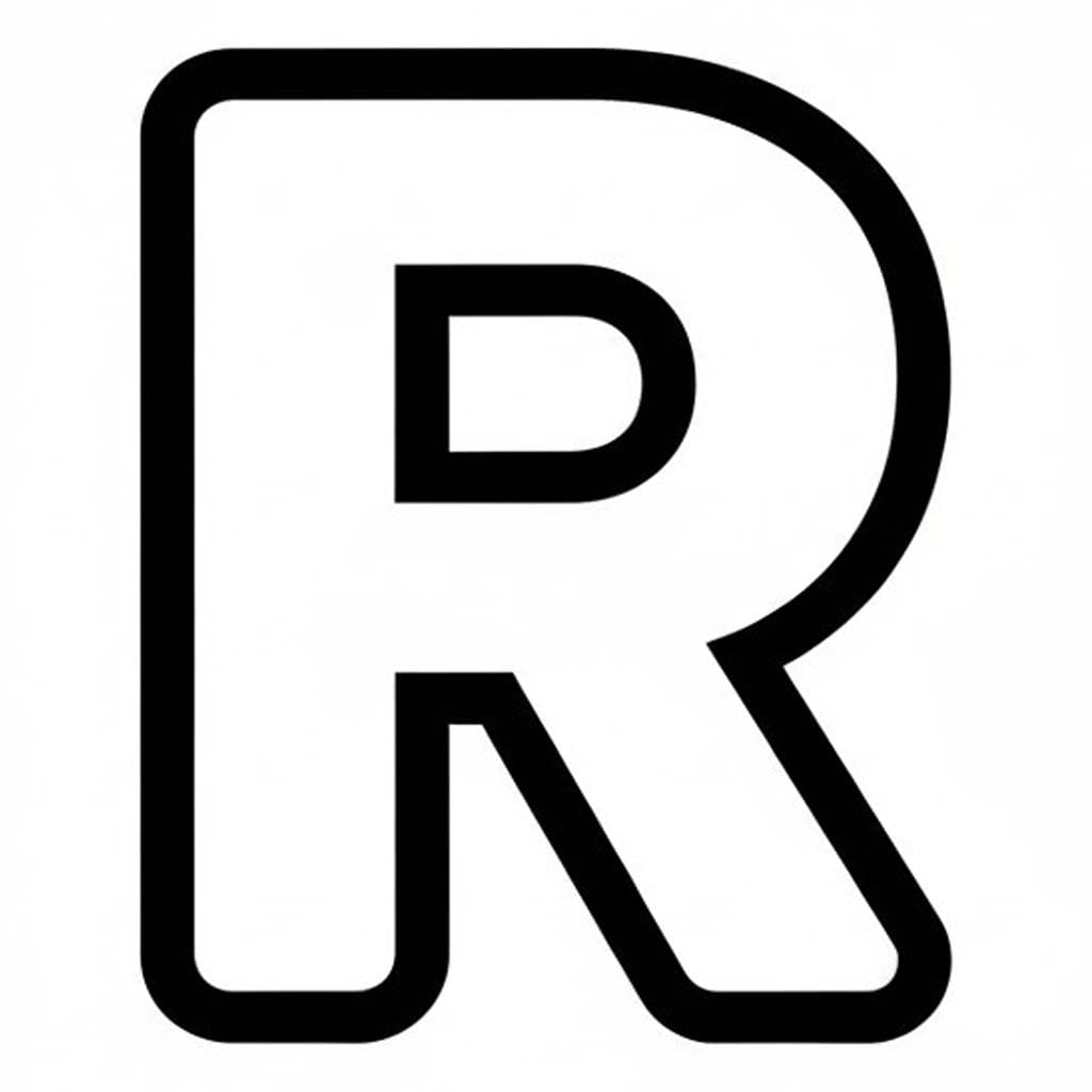 Fise de colorat cu Litera R imprimabil gratuit simplu