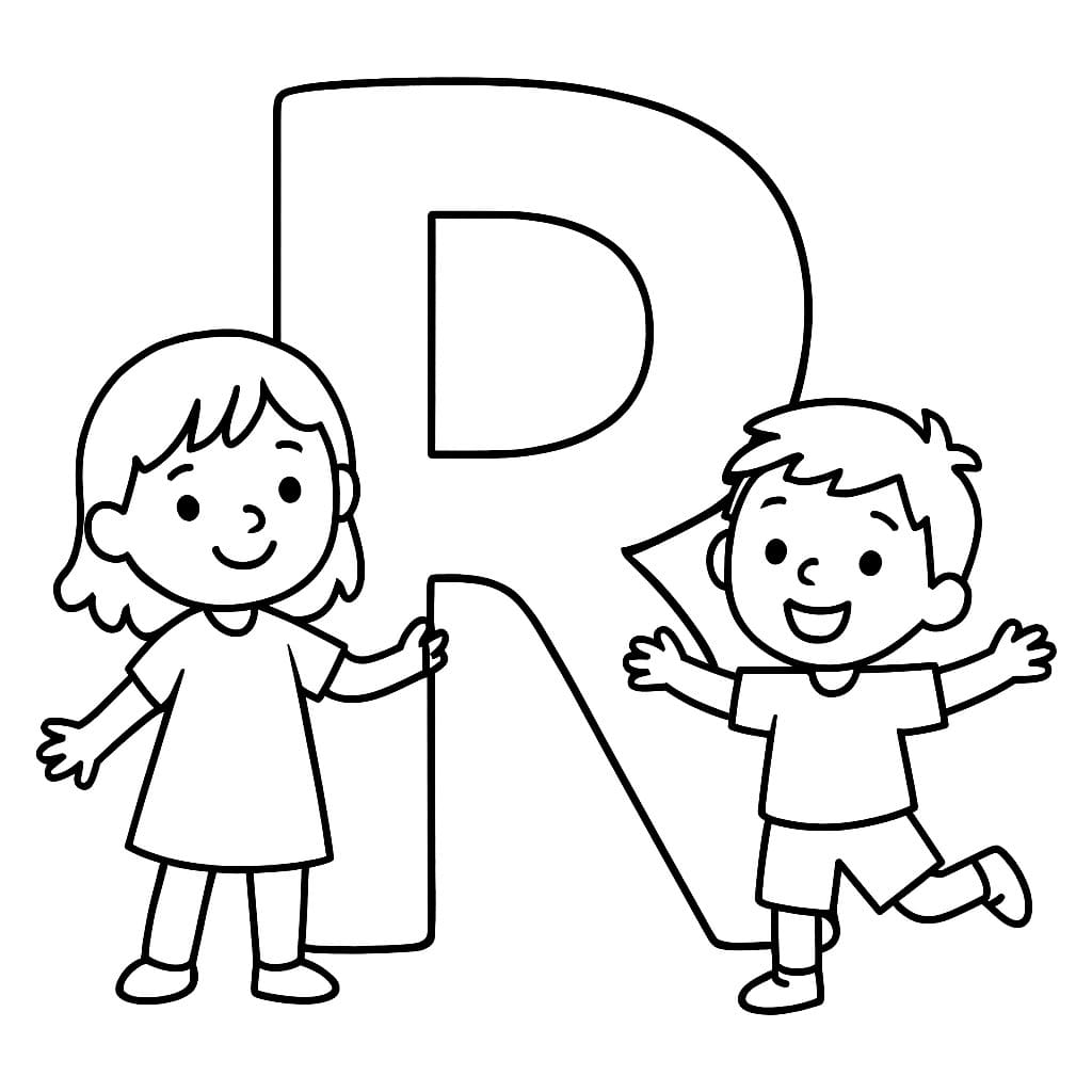Fise de colorat cu Litera R imprimabil gratuit uşor
