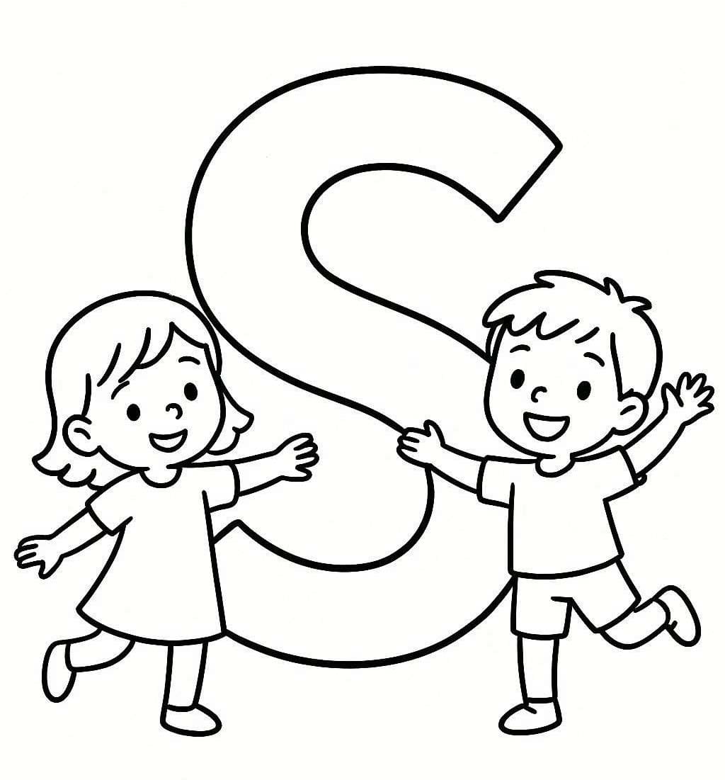 Fise de colorat cu Litera S gratuit simplu