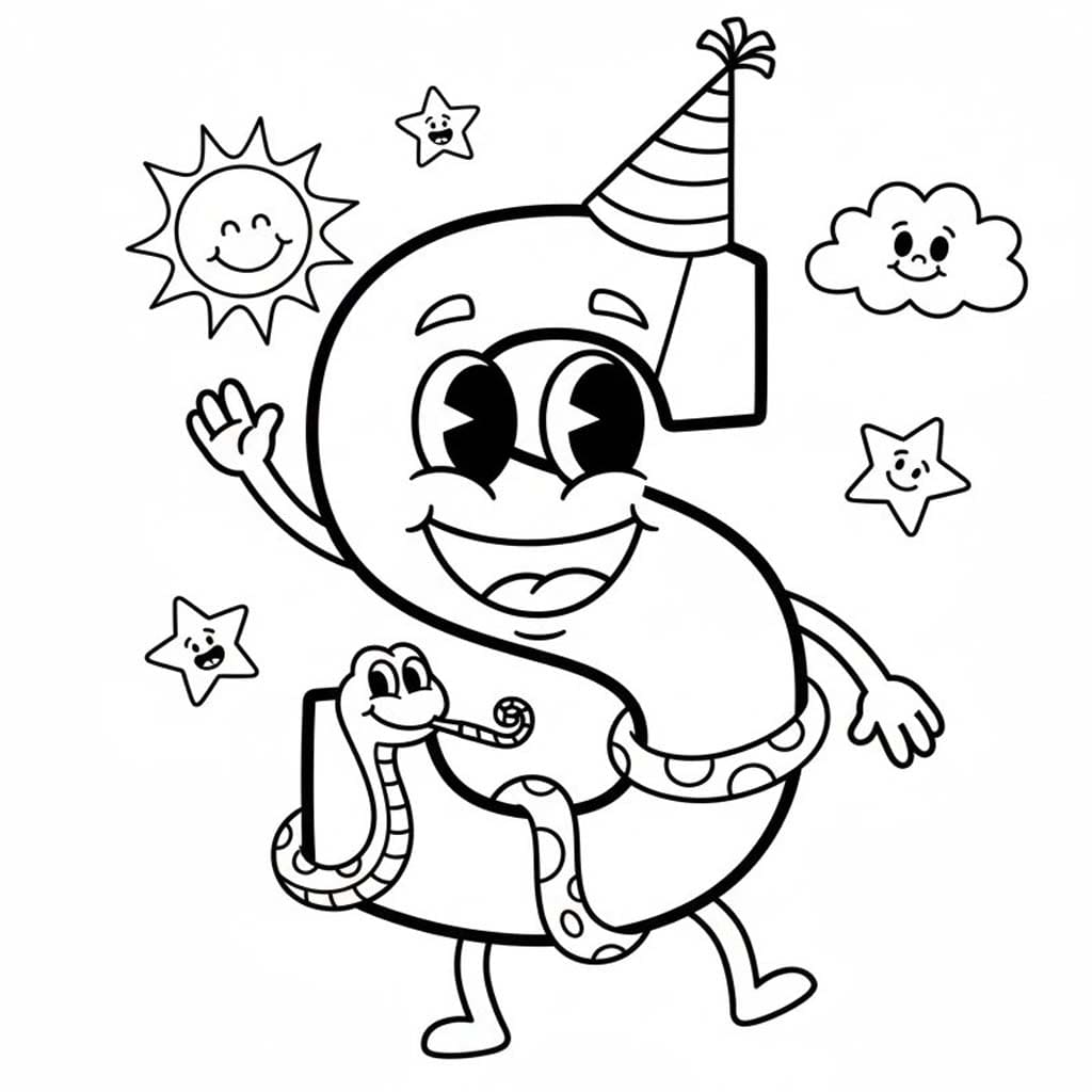 Fise de colorat cu Litera S imprimabil uşor