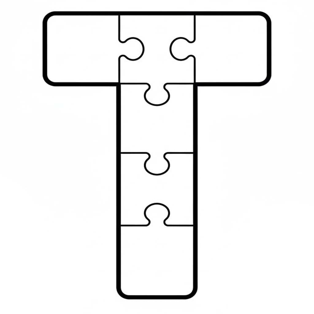 Fise de colorat cu Litera T gratuit bazic