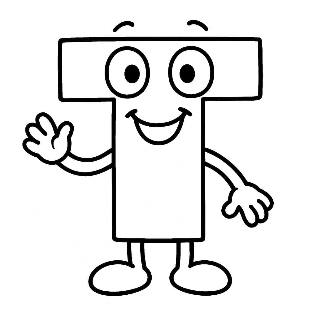 Fise de colorat cu Litera T imprimabil gratuit uşor