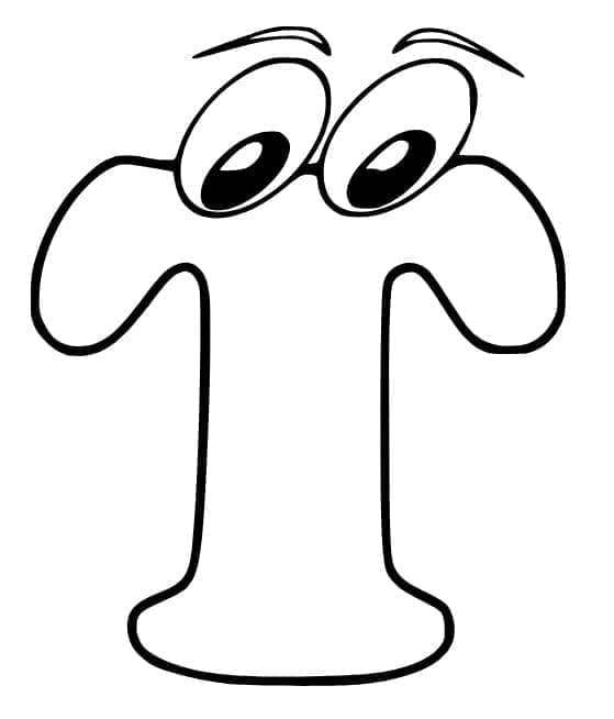 Fise de colorat cu Litera T imprimabil gratuit