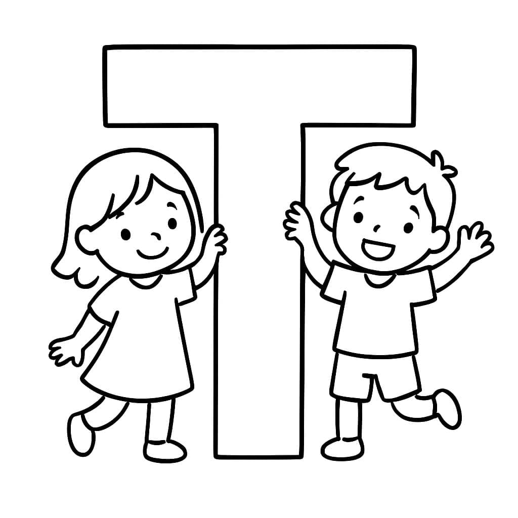 Fise de colorat cu Litera T imprimabil uşor