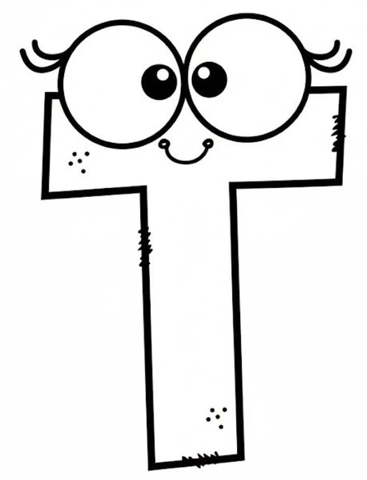 Fise de colorat cu Litera T simplu la copii