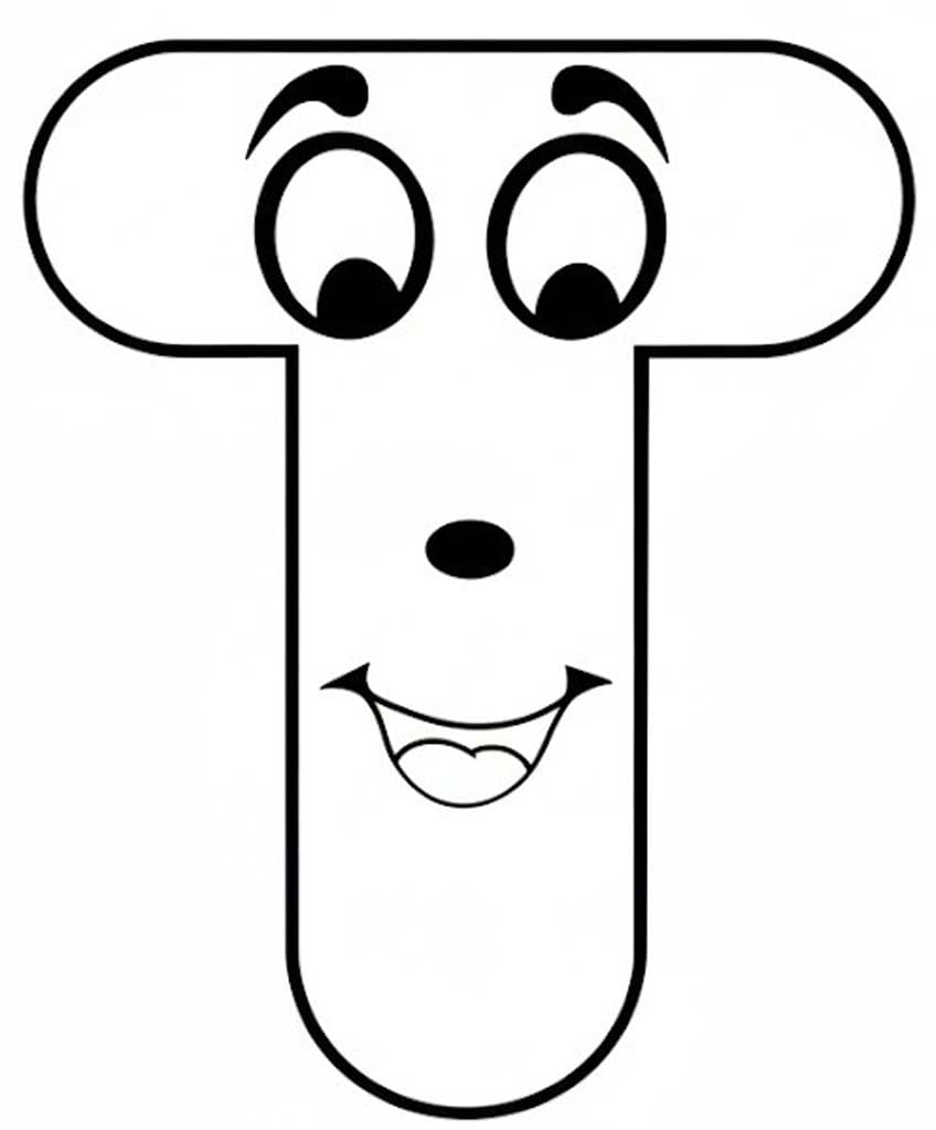 Fise de colorat cu Litera T uşor la copii