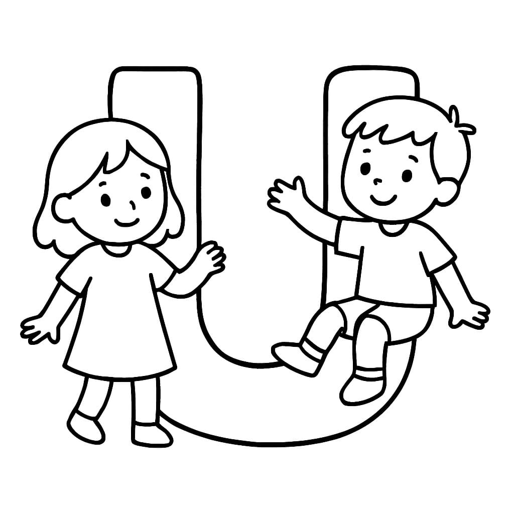 Fise de colorat cu Litera U gratuit bazic