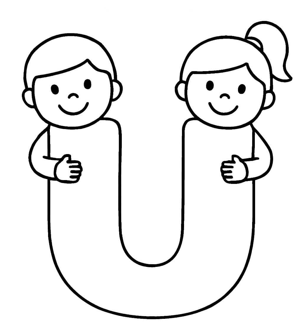 Fise de colorat cu Litera U gratuit pentru copii