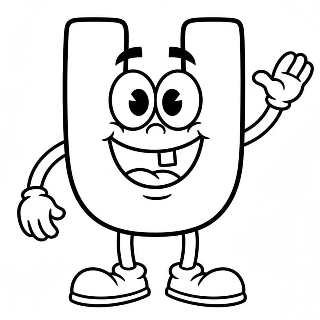 Fise de colorat cu Litera U imprimabil gratuit simplu