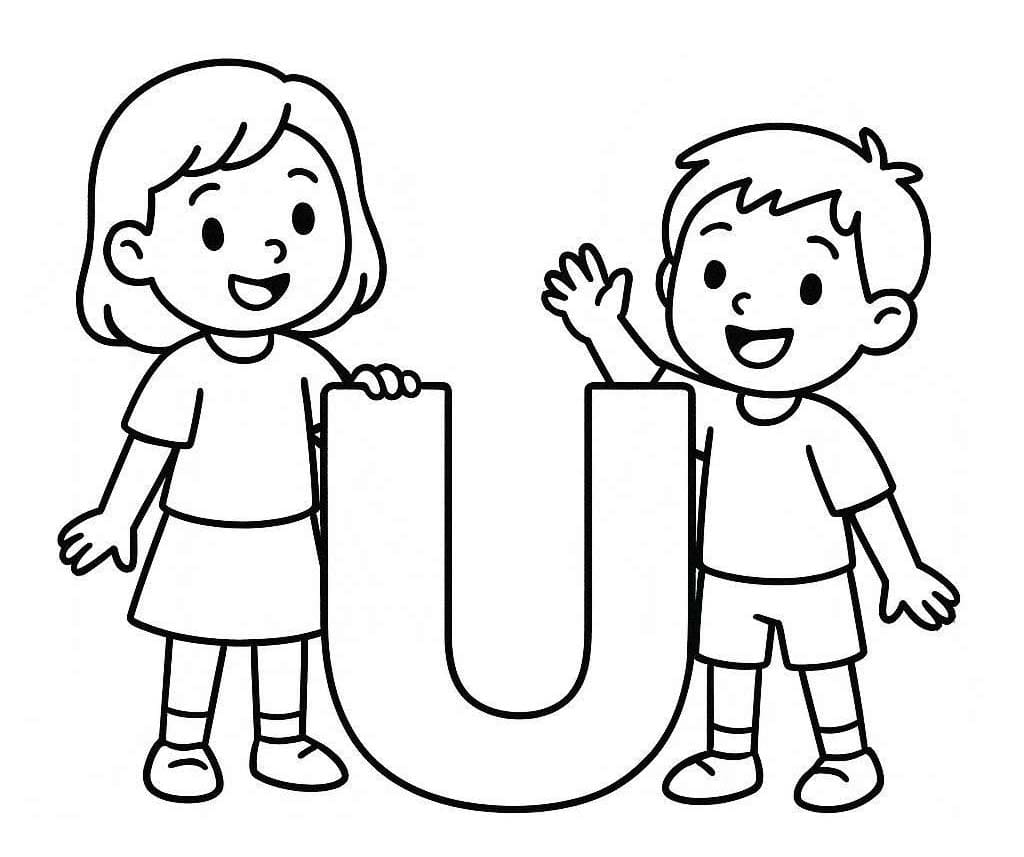 Fise de colorat cu Litera U imprimabil simplu