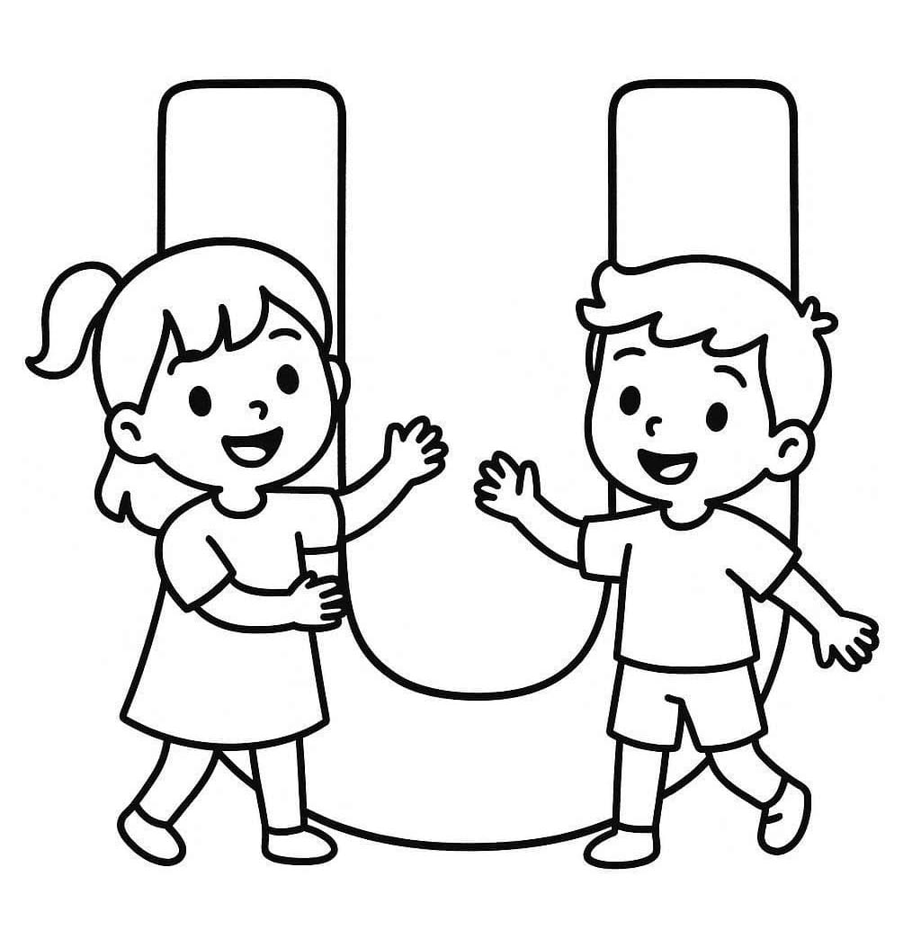 Fise de colorat cu Litera U pentru copii