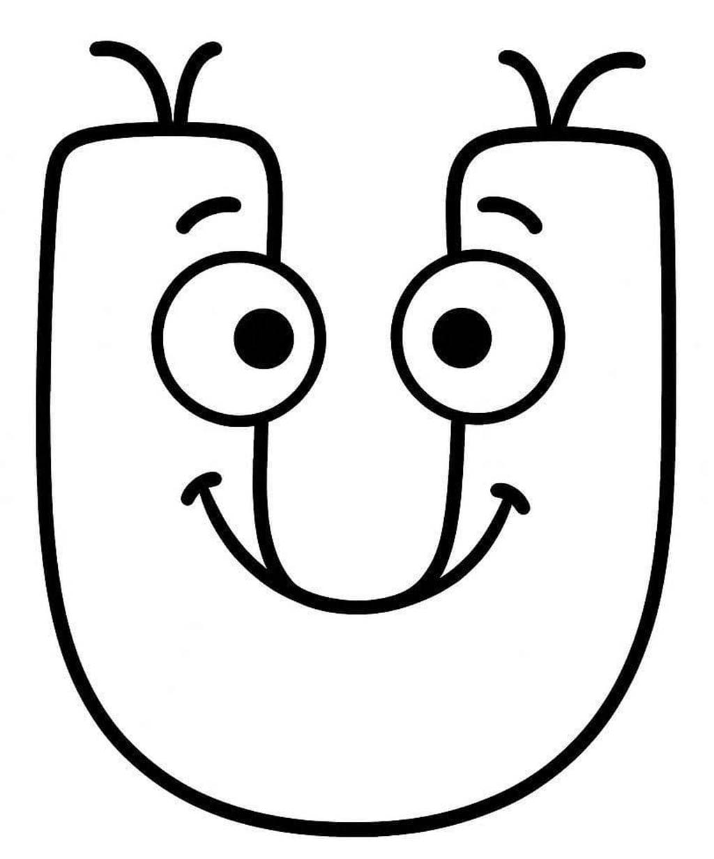 Fise de colorat cu Litera U simplu la copii