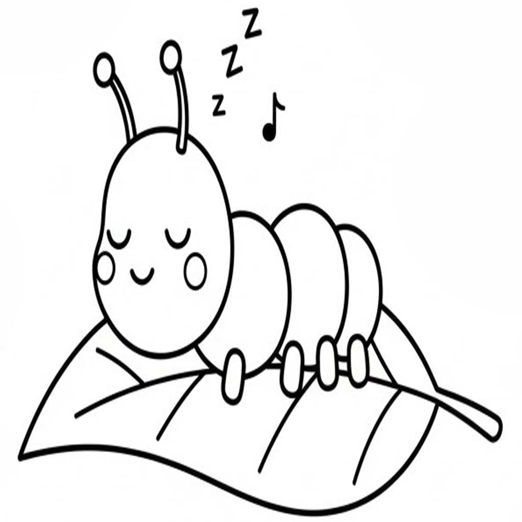 Fise de colorat cu Omida simplu la copii