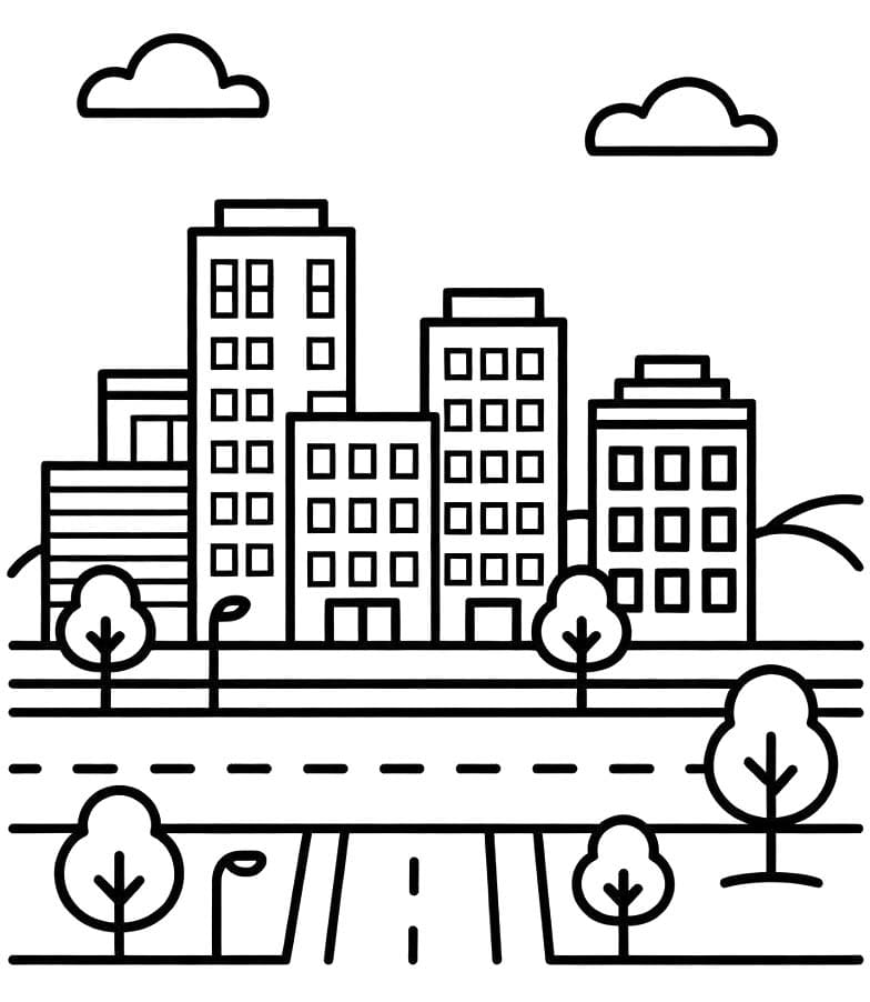 Fise de colorat cu Oraş gratuit uşor