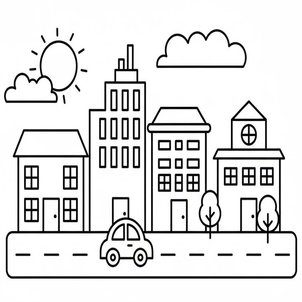 Fise de colorat cu Oraş gratuit