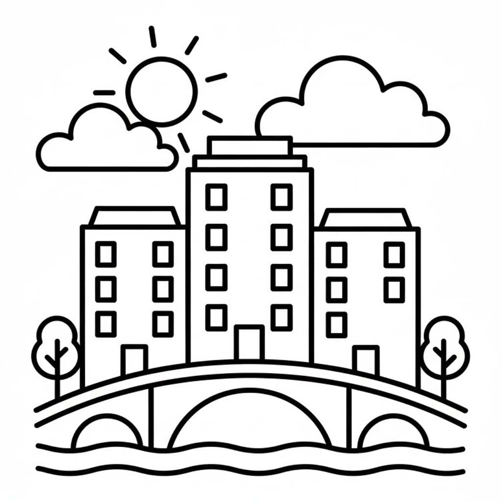 Fise de colorat cu Oraş imprimabil gratuit