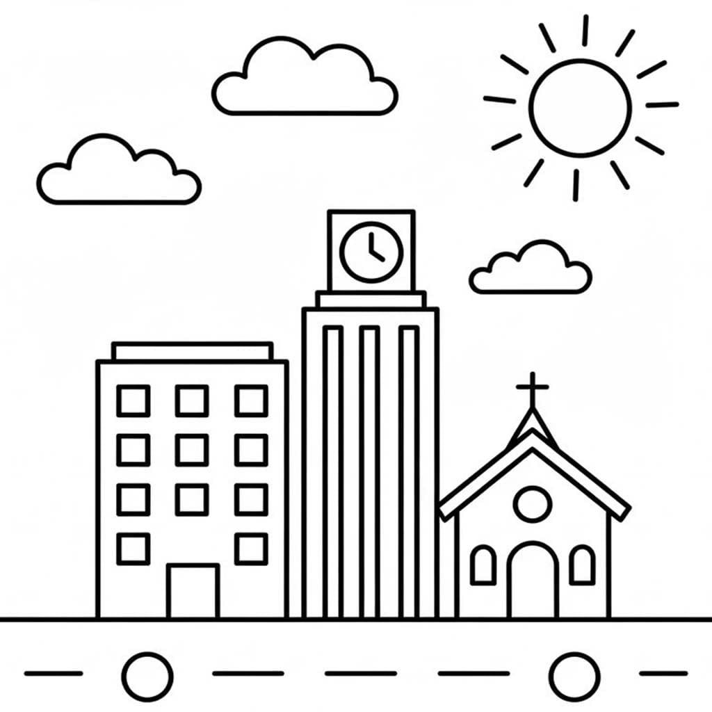 Planse de colorat cu Oraş