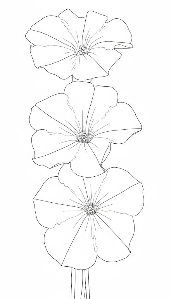 Fise de colorat cu Petunie imprimabil