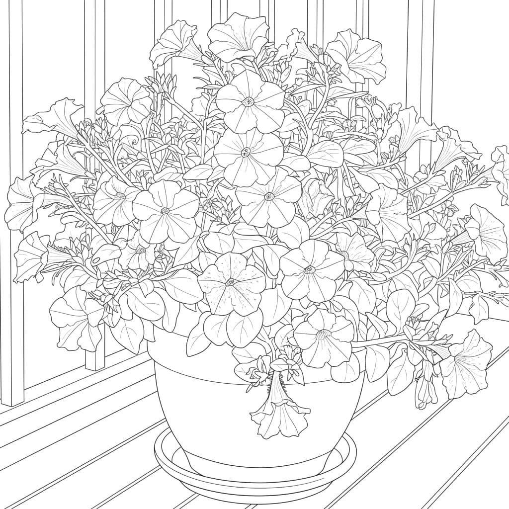 Fise de colorat cu Petunie uşor la copii