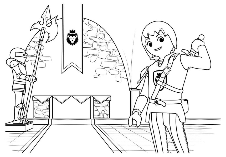 Fise de colorat cu Playmobil imprimabil gratuit simplu