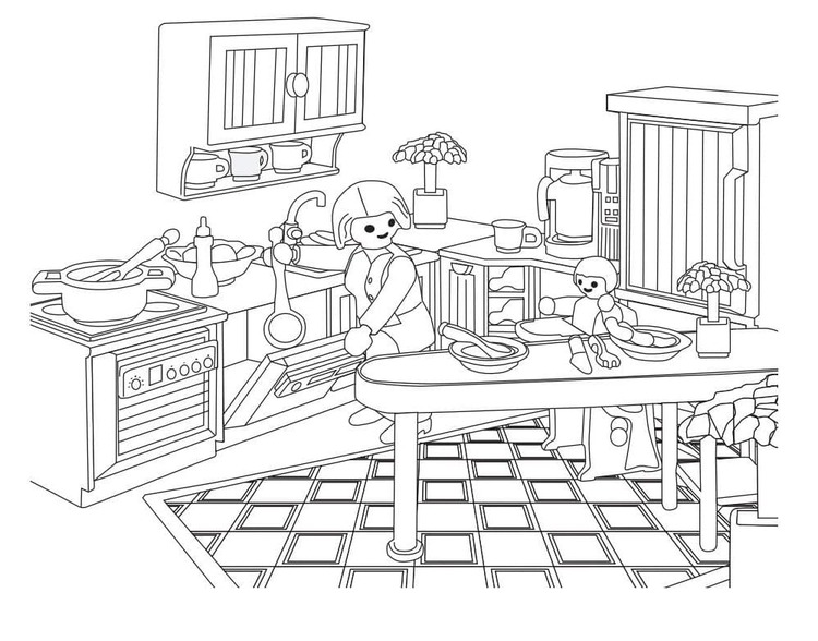 Fise de colorat cu Playmobil imprimabil pentru copii