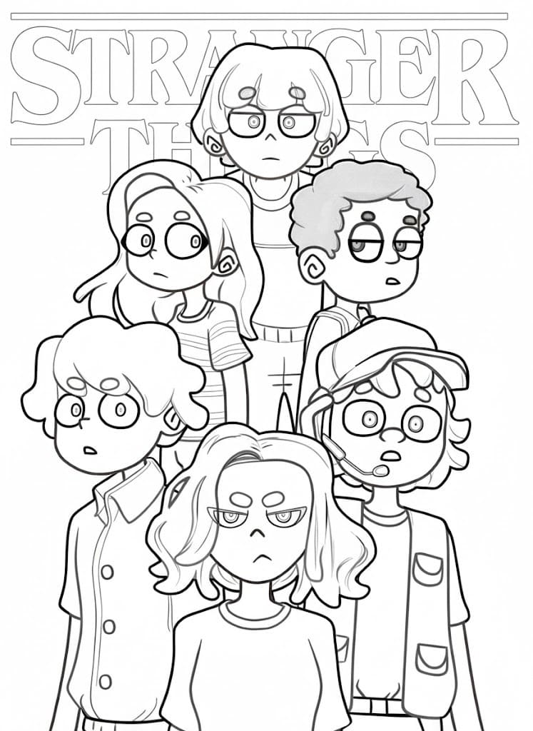 Fise de colorat cu Stranger Things imprimabil gratuit pentru copii