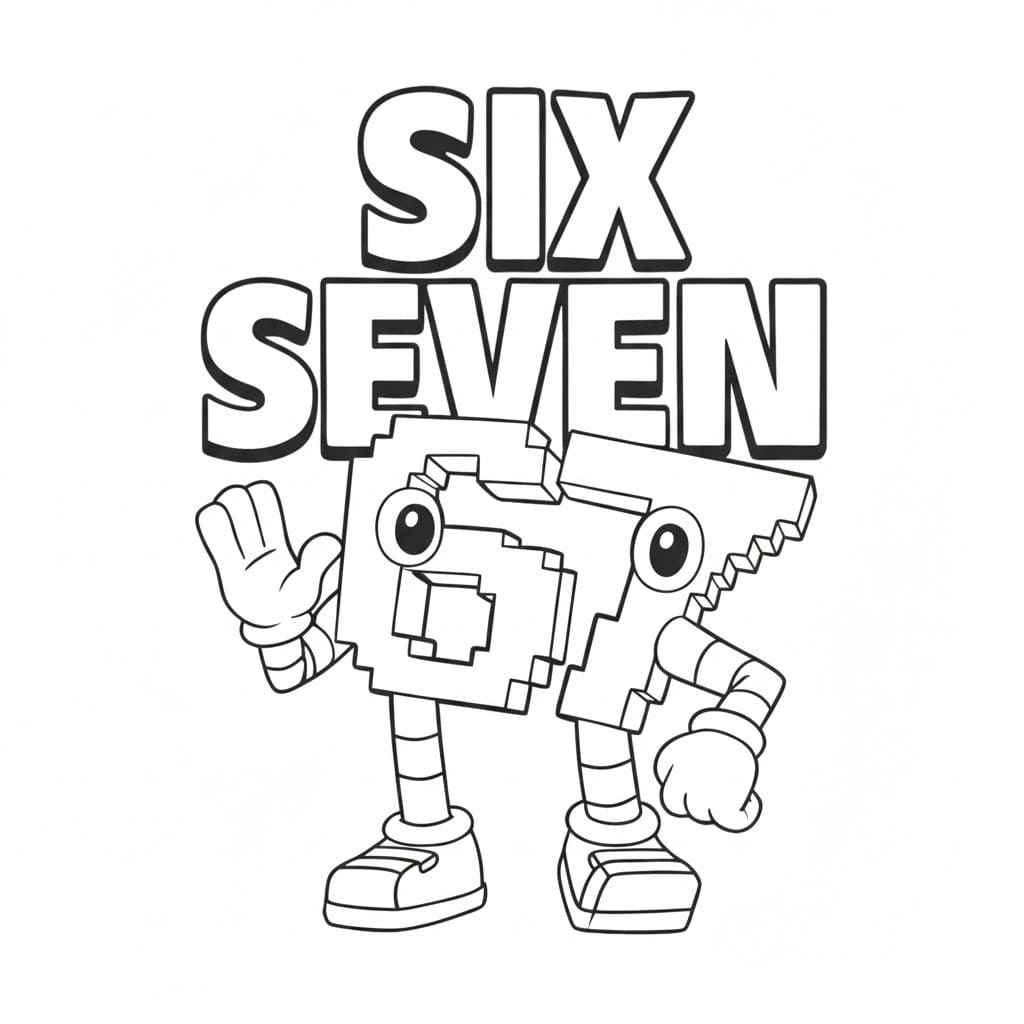 Fise de colorat cu 67 Brainrot imprimabil simplu