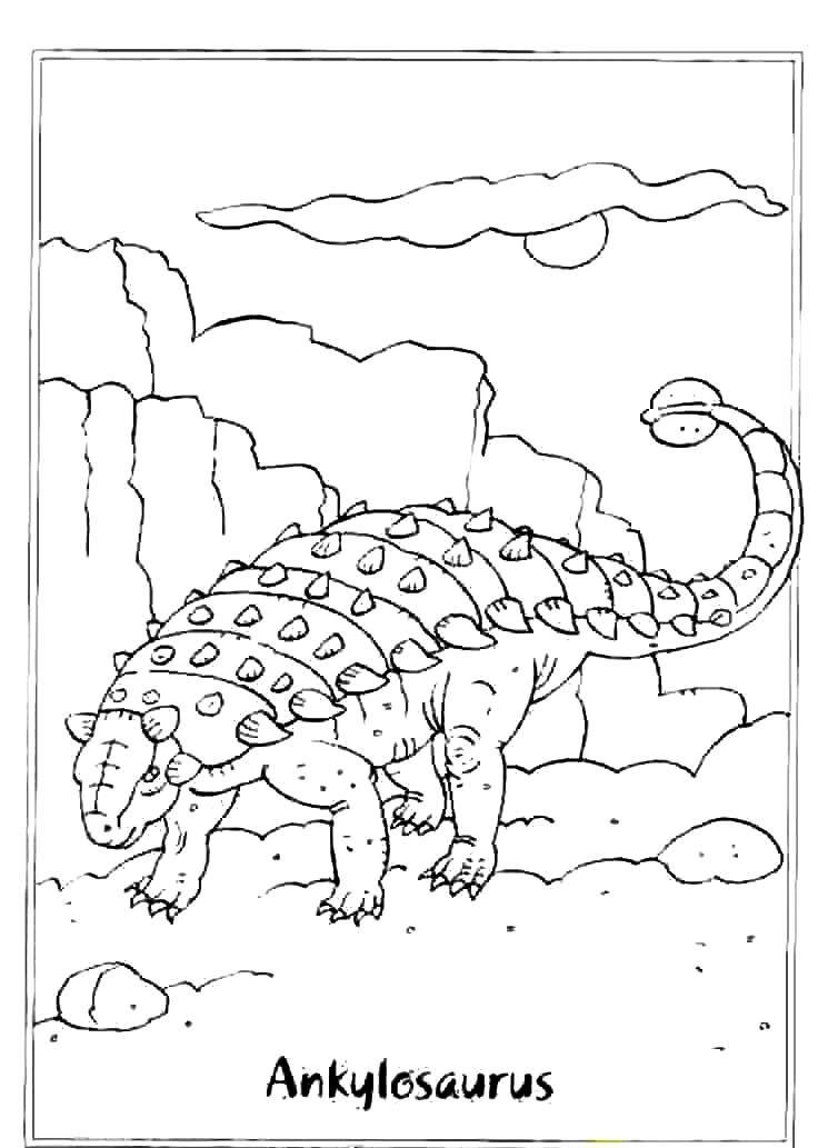 Fise de colorat cu Ankylosaurus gratuit pentru copii