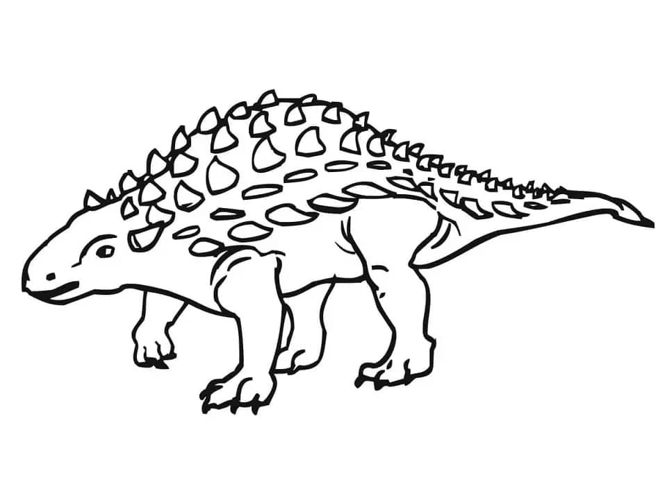 Fise de colorat cu Ankylosaurus imprimabil simplu