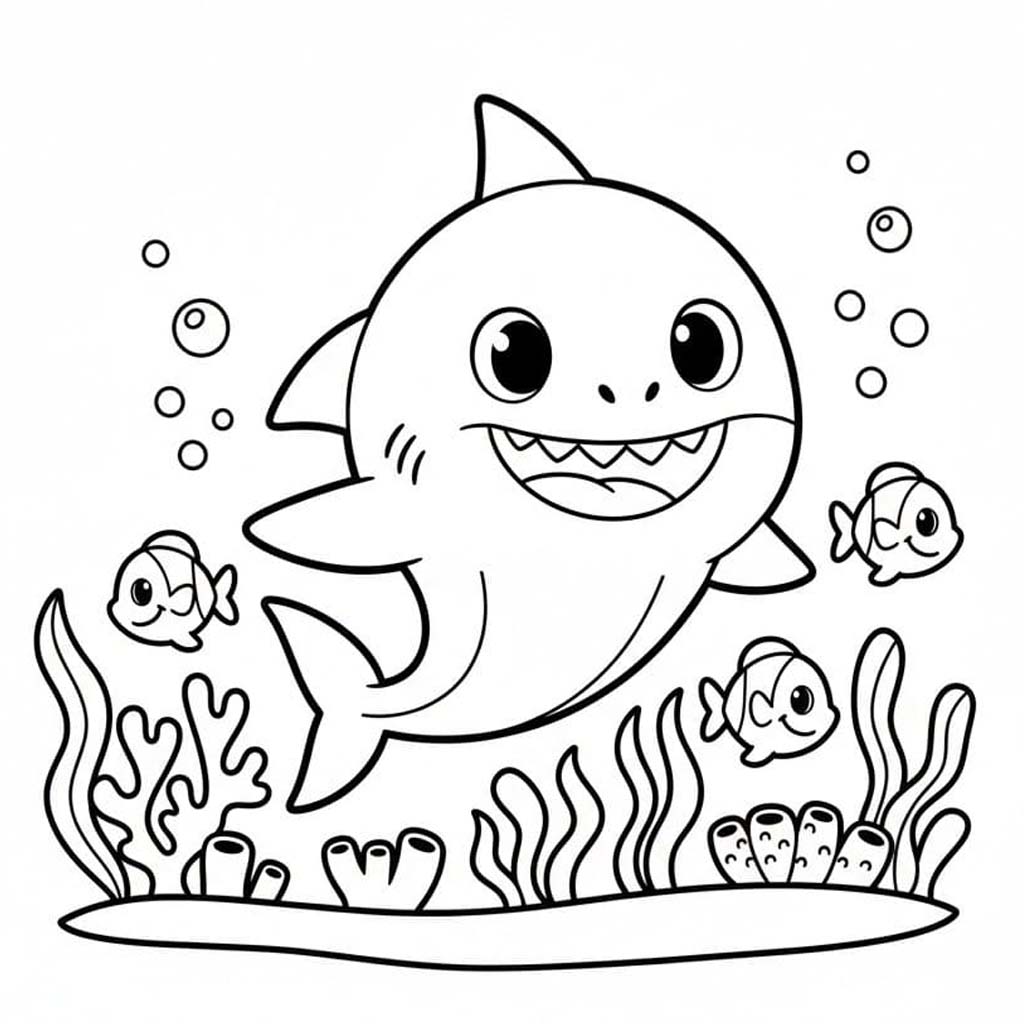 Fise de colorat cu Baby Shark gratuit