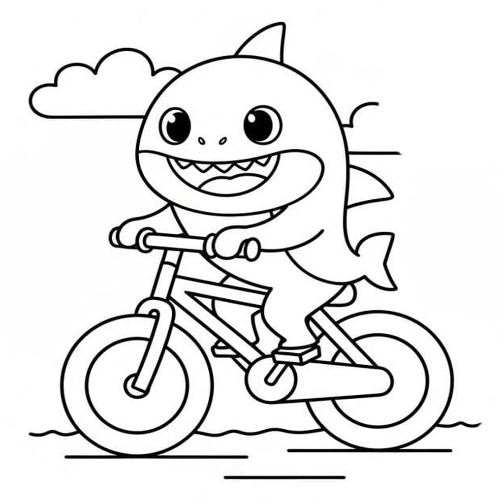 Fise de colorat cu Baby Shark imprimabil gratuit simplu