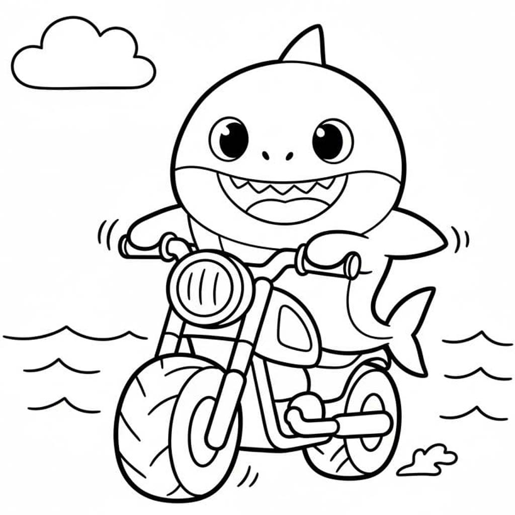 Fise de colorat cu Baby Shark imprimabil pentru copii