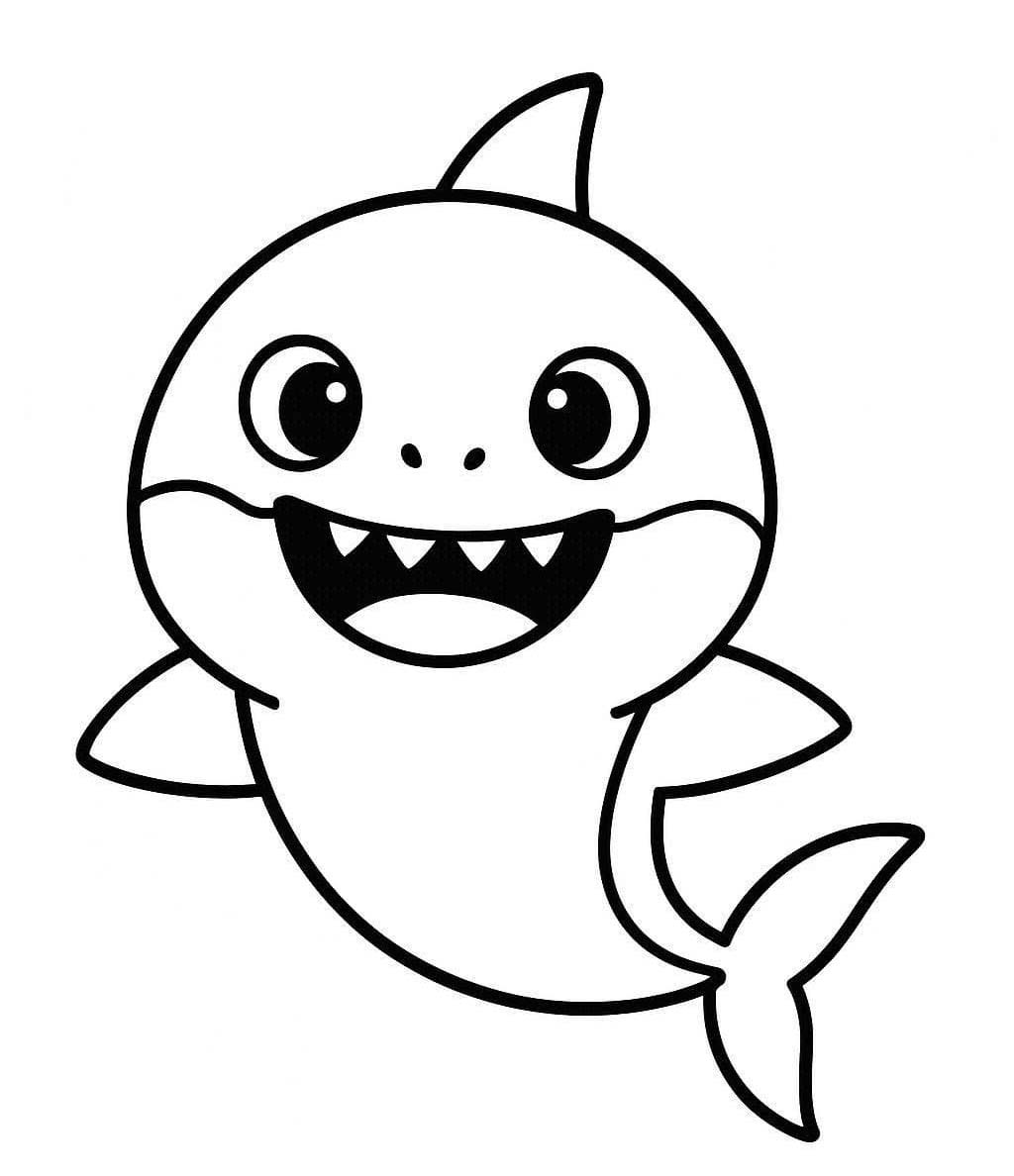 Fise de colorat cu Baby Shark uşor la copii