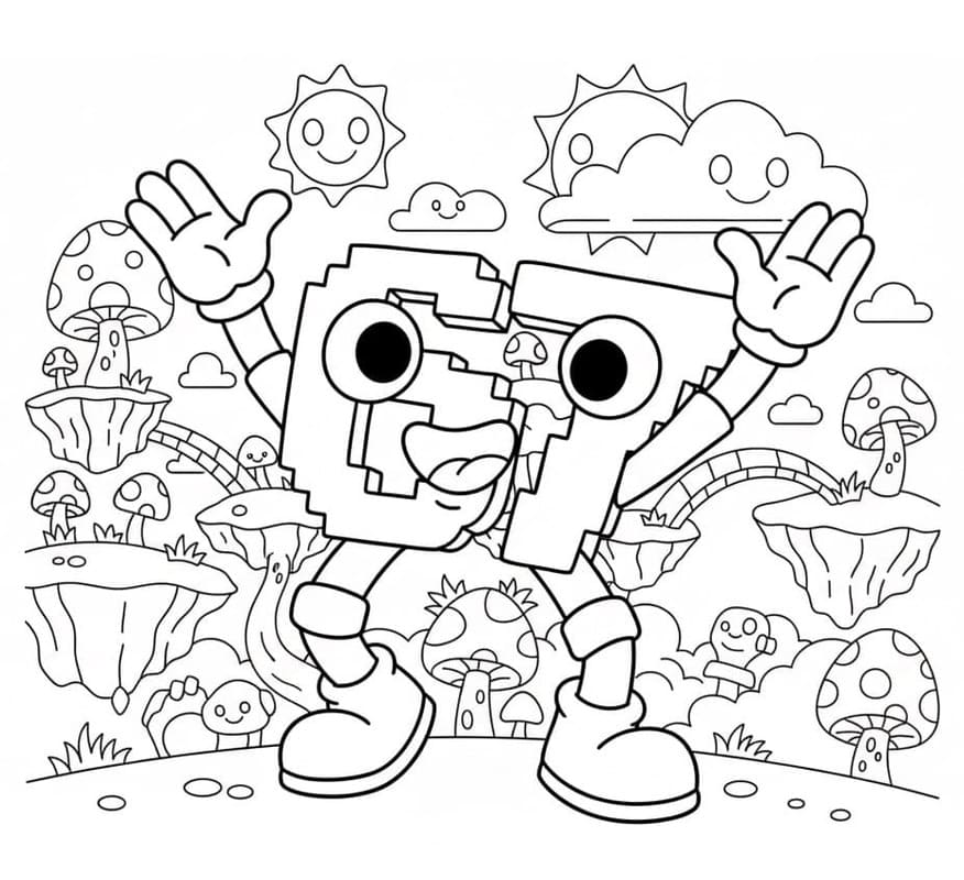 Fise de colorat cu Desenează 67 Brainrot imprimabil bazic