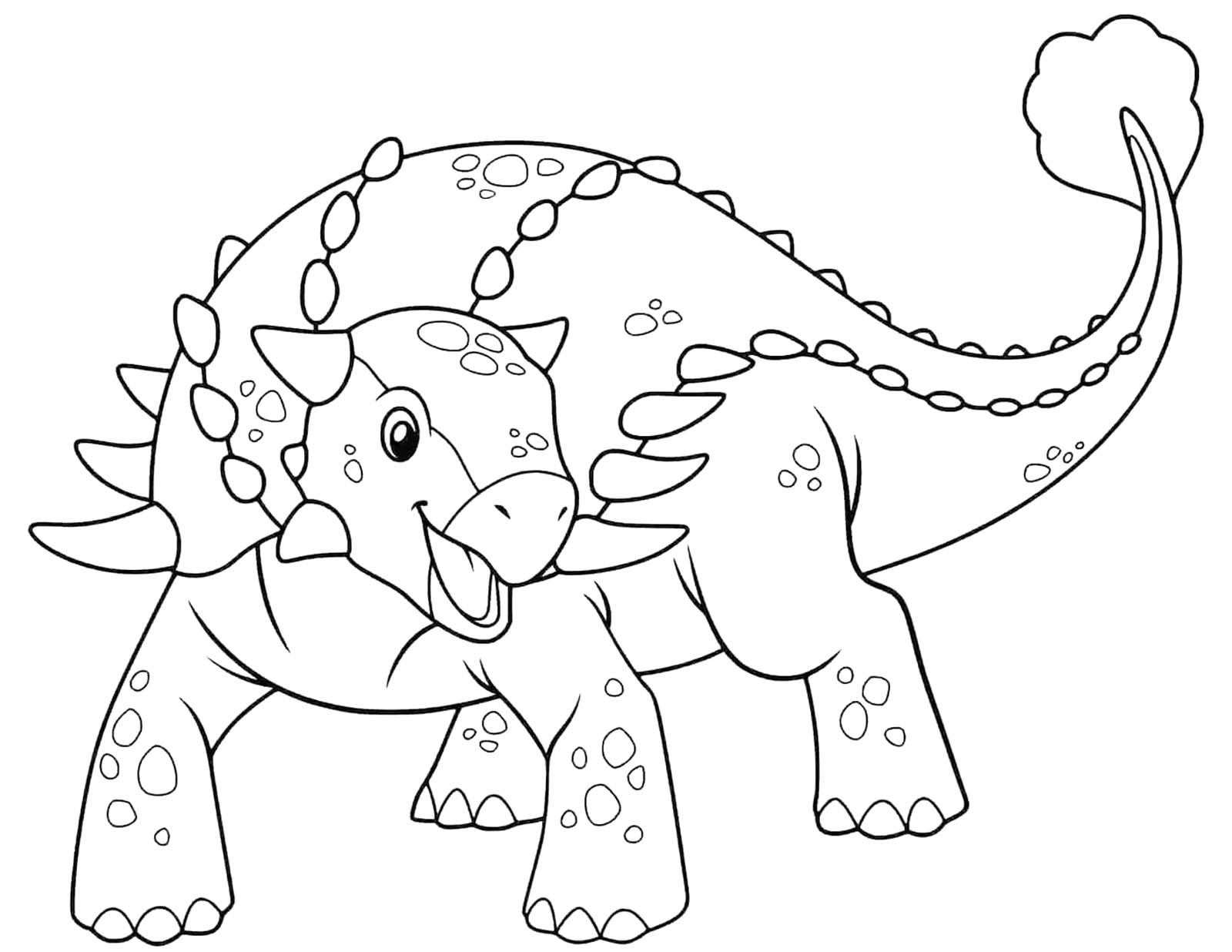 Fise de colorat cu Desenează Ankylosaurus gratuit bazic
