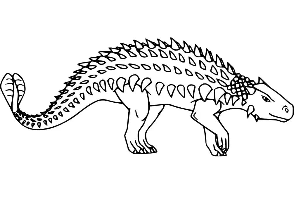 Fise de colorat cu Desenează Ankylosaurus gratuit uşor