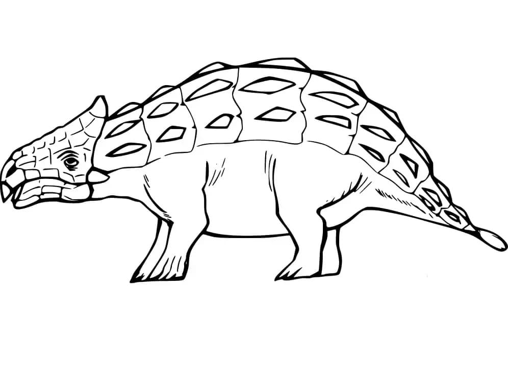 Fise de colorat cu Desenează Ankylosaurus imprimabil simplu